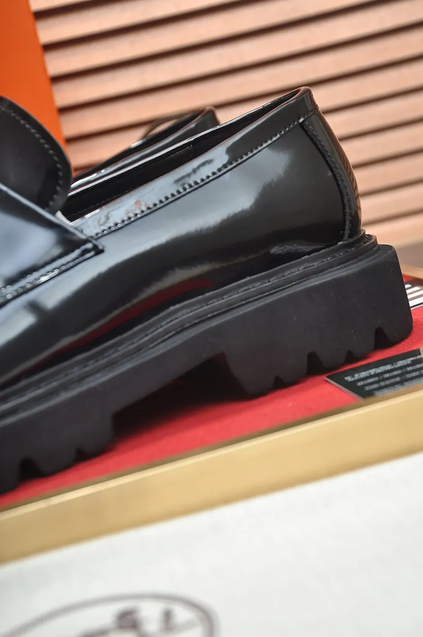 Men's men's shoes 💰720💶【[Hermes HERMES】】(High-end Niuli) New 🍀 HERMES - top version of classic casual leather shoes! Made of imported original cowhide, the inner top layer is comfortable cowhide lining! Original wear-resistant rubber foam outsole! High quality products! Code number 38-45 (45 customized)